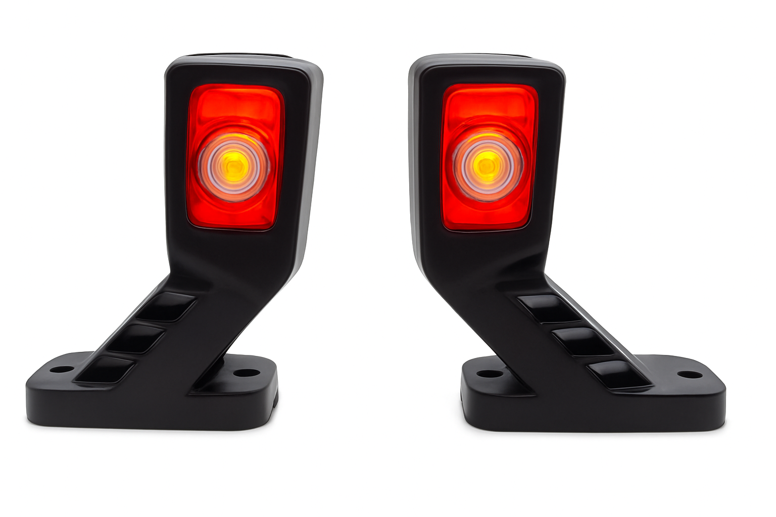Novo conjunto de 2 peças de luzes LED de marcador lateral com 3 faces em branco, vermelho e amarelo, 12/24V, luz traseira para camião, reboque, carrinha e camião, lâmpada indicadora.