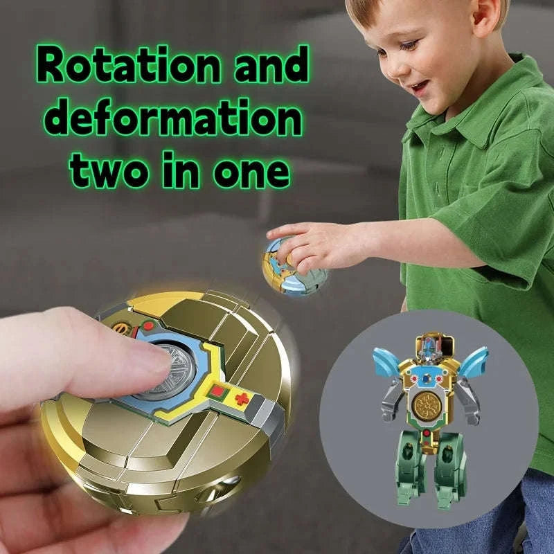 New creative decompression drop resistant fingertip Rotational gyroscope mechanical deformation robot children's toy Boy Gift-C / China Mainland