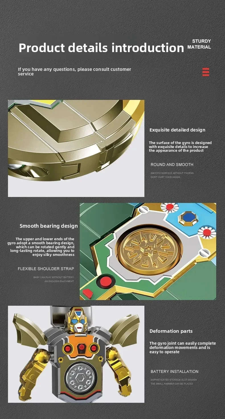 New creative decompression drop resistant fingertip Rotational gyroscope mechanical deformation robot children's toy Boy Gift-C / China Mainland