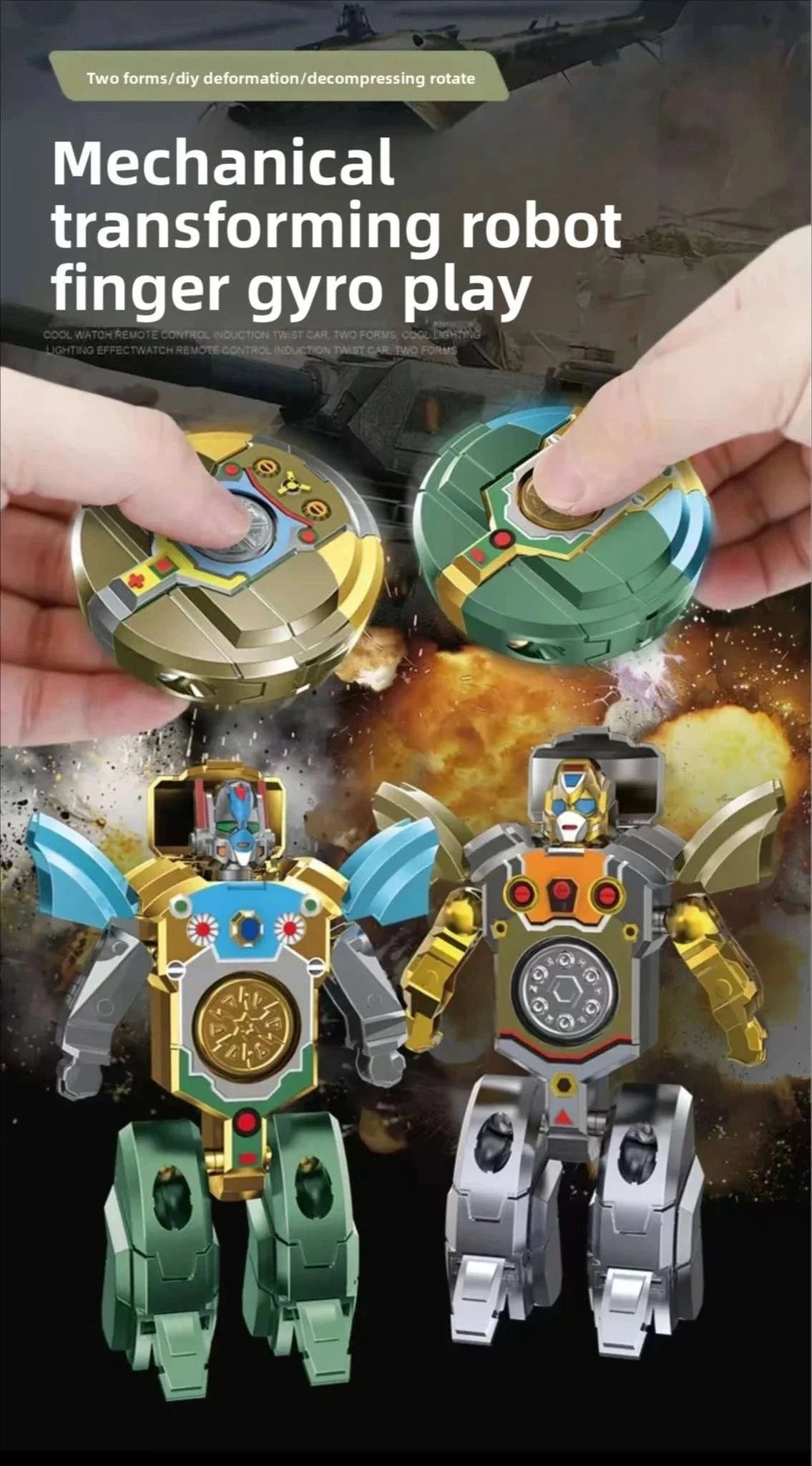 New creative decompression drop resistant fingertip Rotational gyroscope mechanical deformation robot children's toy Boy Gift-C / China Mainland