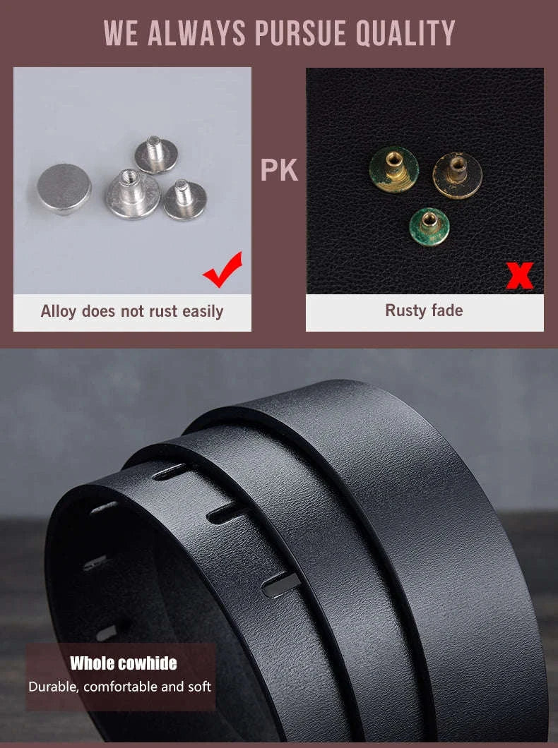 New Leather Cowhide Men's Belt with Metal Pin Buckle-coffee / 120cm