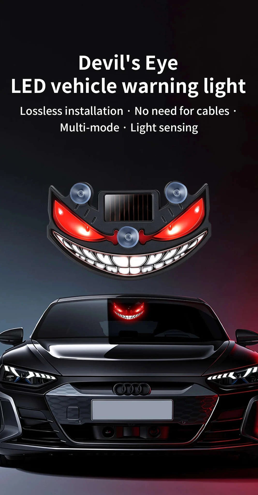 New popular Devil's Eye solar charging dynamic LED light multi-mode warning decorative light without wiring-Q3