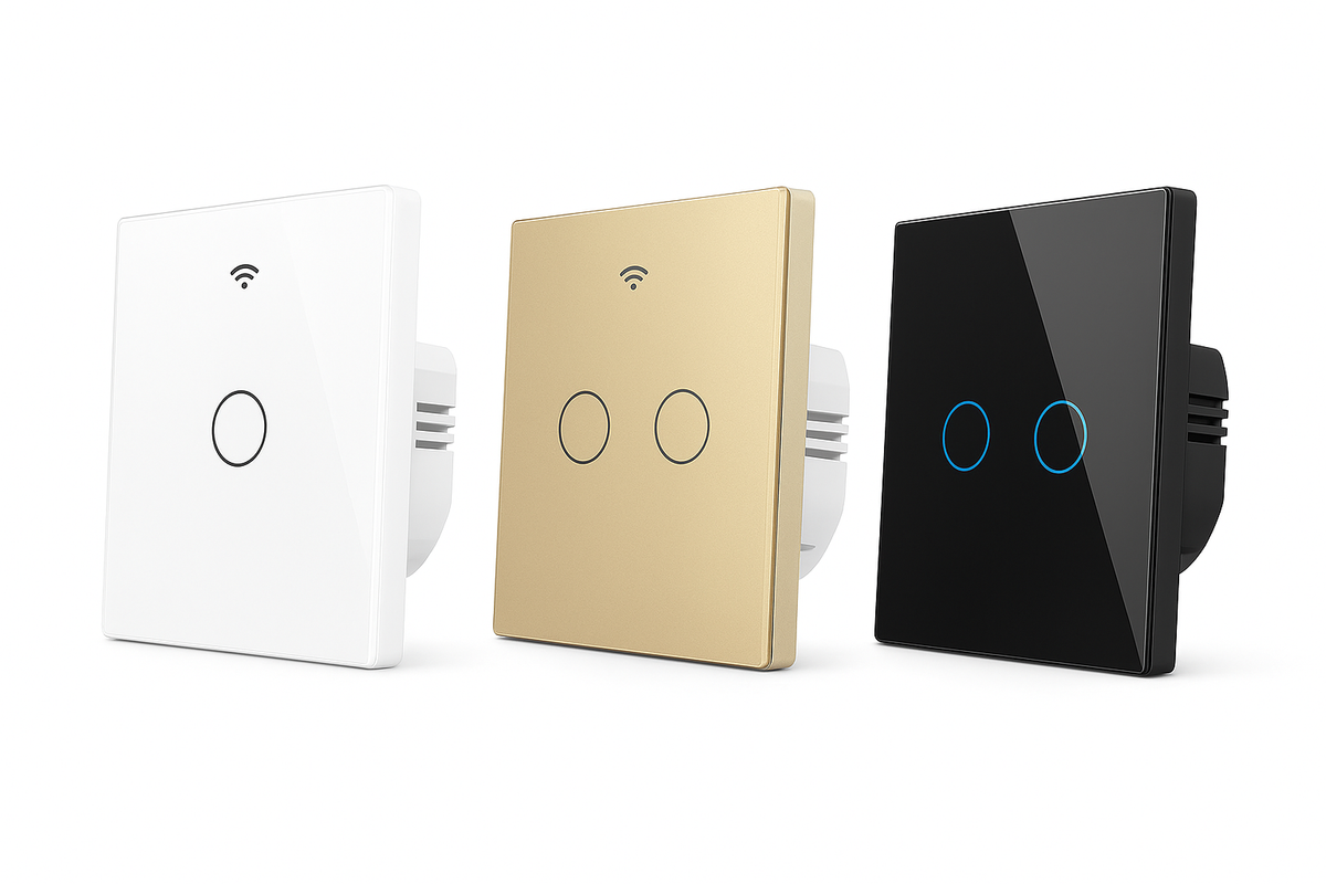NUEVO Interruptor táctil WiFi RF433 Mejorado 2/3 vías Smart Life/Tuya App Control,Control por Voz Alexa Google Home 1/2/3 Perilla