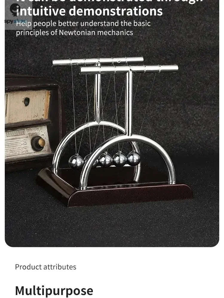 Newton's Cradle Desktop Toy – Steel Ball Balance Display for Office and Home-Little T Pool