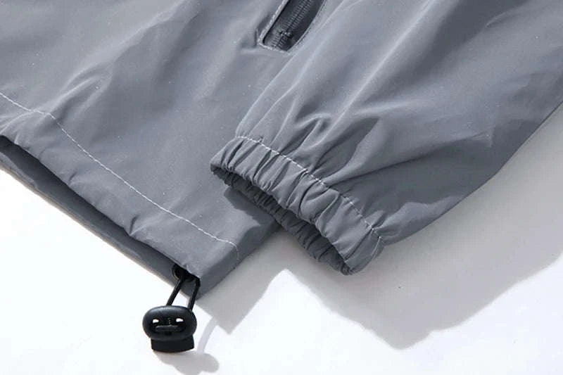Night Reflective Windbreaker Hooded Jacket for Men-XXL / GRAY