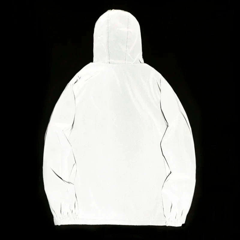 Night Reflective Windbreaker Hooded Jacket for Men-XXL / GRAY