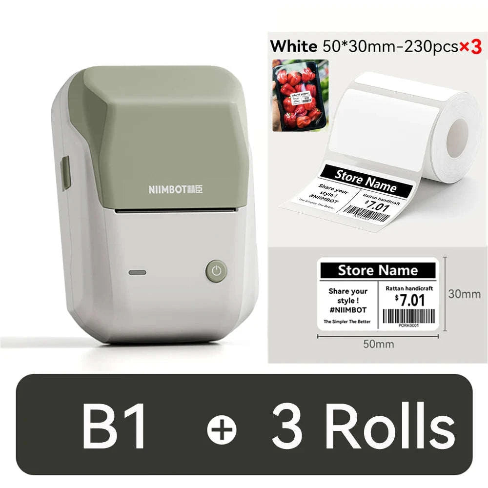 NIIMBOT B1 Portable Thermal Label Printer-Green-50x80-3R / China Mainland