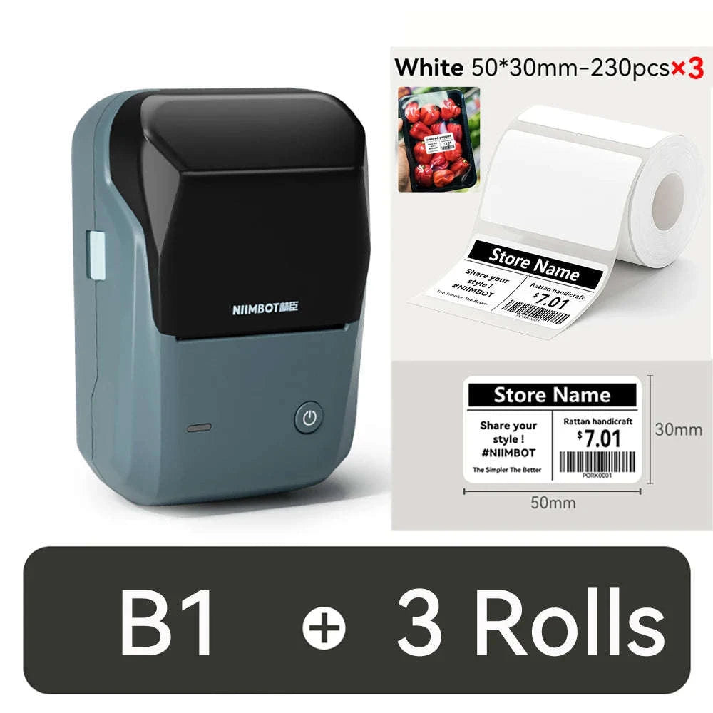 NIIMBOT B1 Portable Thermal Label Printer-Green-50x80-3R / China Mainland