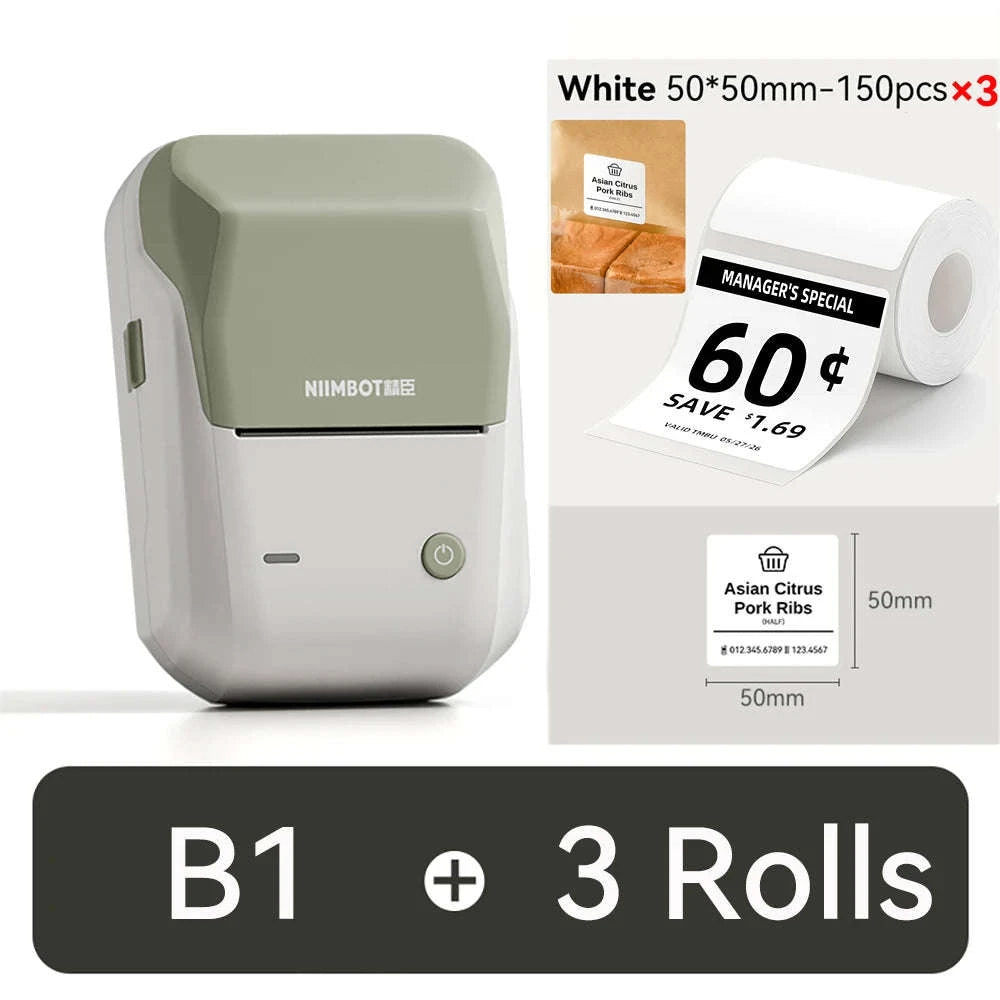 NIIMBOT B1 Portable Thermal Label Printer-Green-50x80-3R / China Mainland