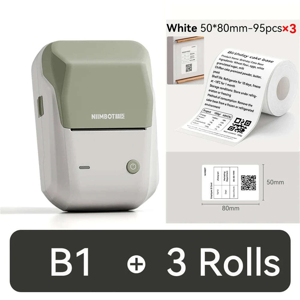 NIIMBOT B1 Portable Thermal Label Printer-Green-50x80-3R / China Mainland
