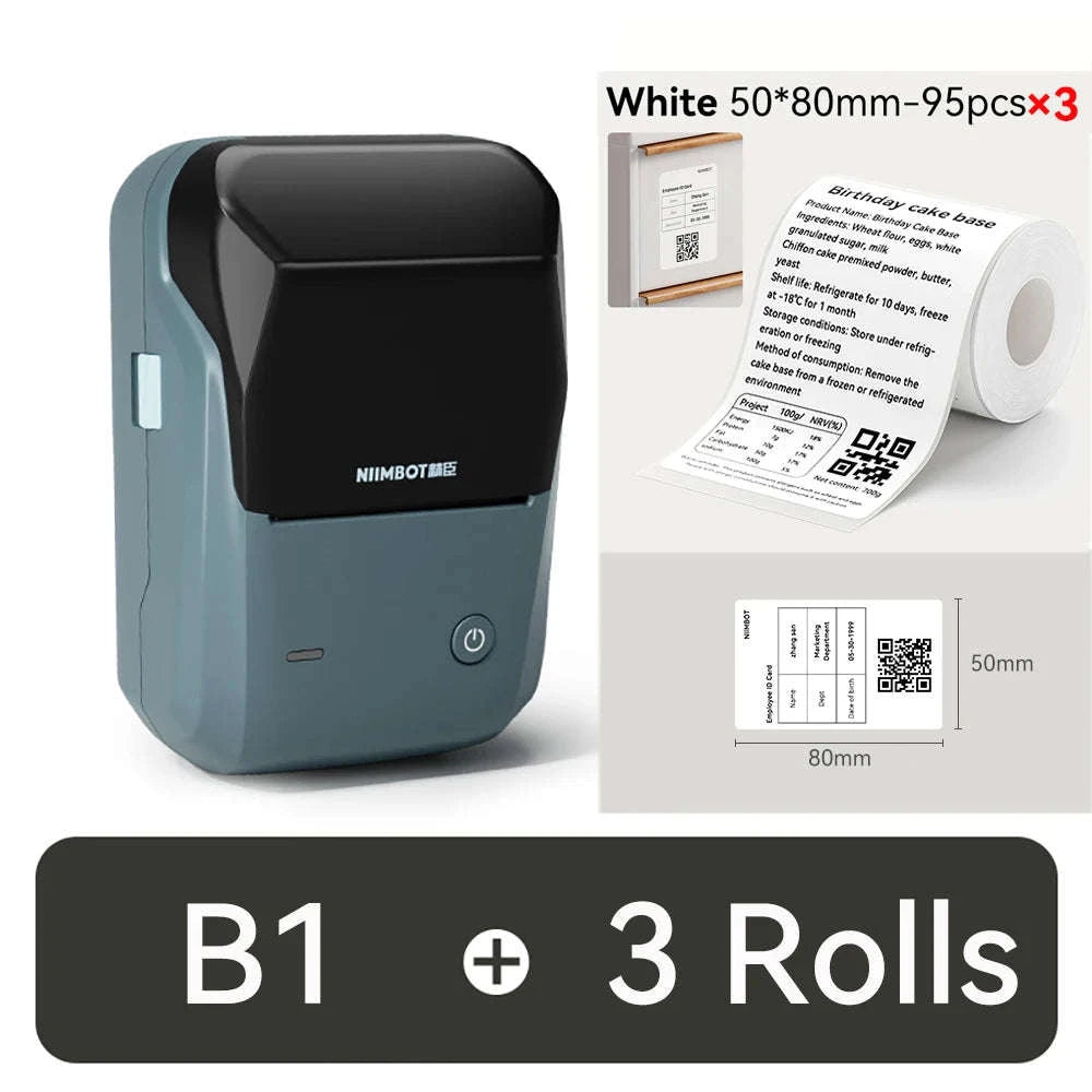 NIIMBOT B1 Portable Thermal Label Printer-Green-50x80-3R / China Mainland