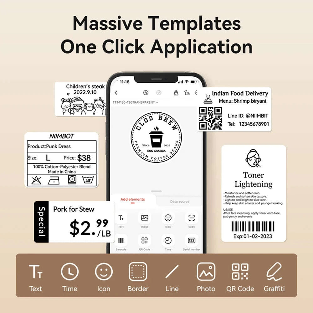 NIIMBOT B1 Portable Thermal Label Printer-Green-50x80-3R / China Mainland
