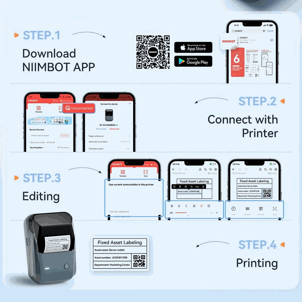 NIIMBOT B1 Portable Thermal Label Printer-Green-50x80-3R / China Mainland