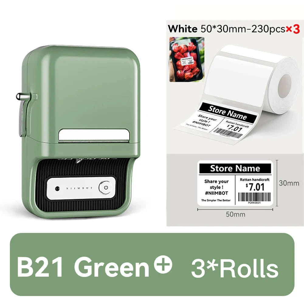 NiiMbot B21 Mini Thermal Printer Wireless Label Maker-Pink-50Round-2Rolls / China Mainland