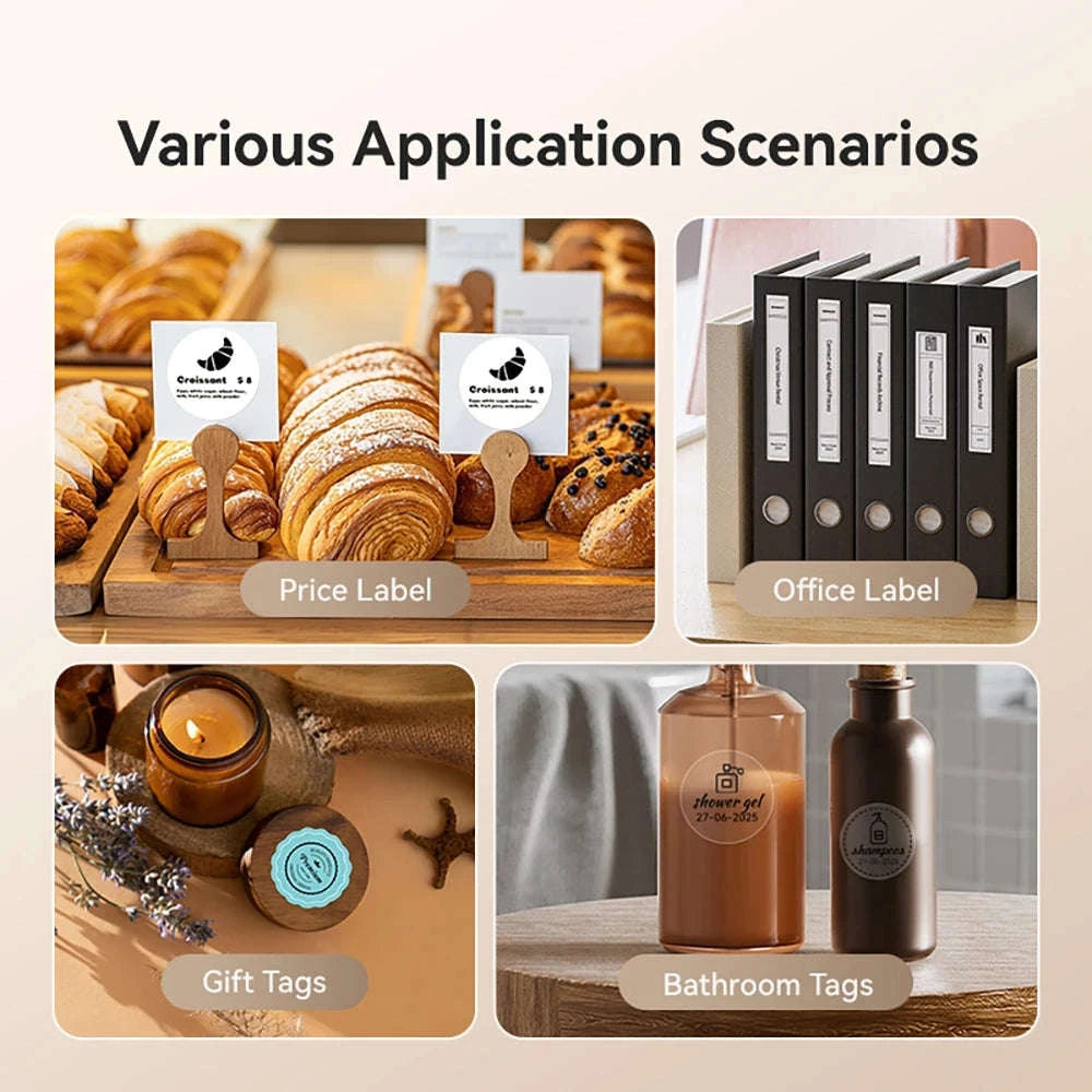 NiiMbot B21 Mini Thermal Printer Wireless Label Maker-Pink-50Round-2Rolls / China Mainland