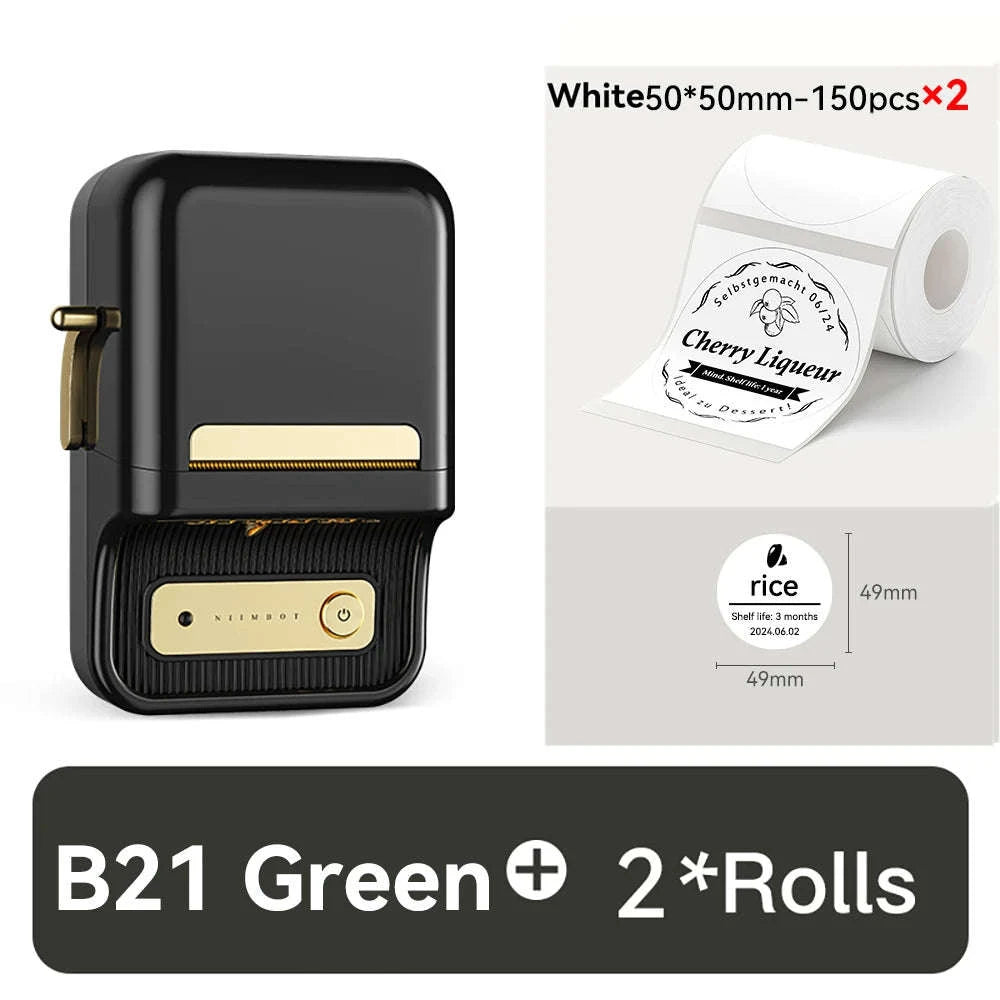NiiMbot B21 Mini Thermal Printer Wireless Label Maker-Pink-50Round-2Rolls / China Mainland