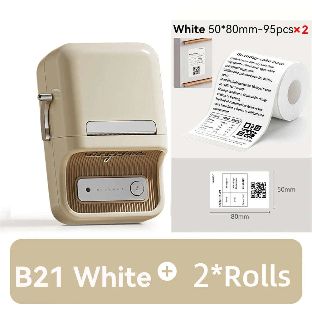 NiiMbot B21 Mini Thermal Printer Wireless Label Maker-Pink-50Round-2Rolls / China Mainland