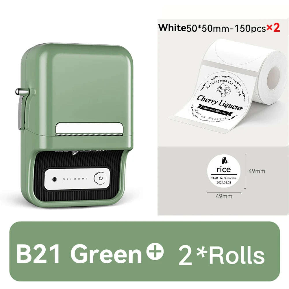 NiiMbot B21 Mini Thermal Printer Wireless Label Maker-Pink-50Round-2Rolls / China Mainland