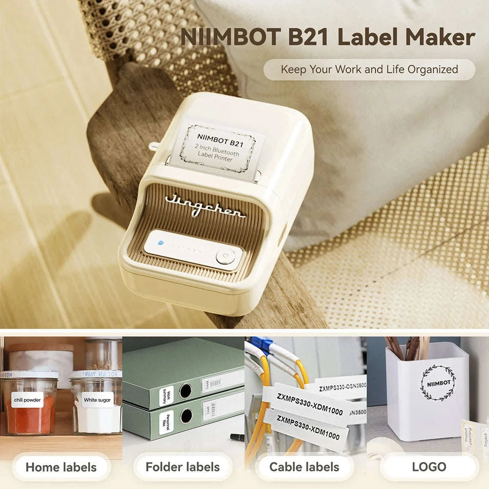 NiiMbot B21 Mini Thermal Printer Wireless Label Maker-Pink-50Round-2Rolls / China Mainland