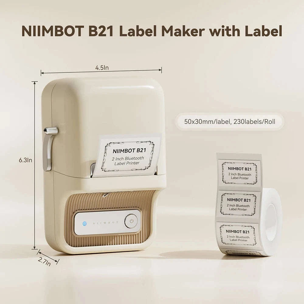 NiiMbot B21 Mini Thermal Printer Wireless Label Maker-Pink-50Round-2Rolls / China Mainland