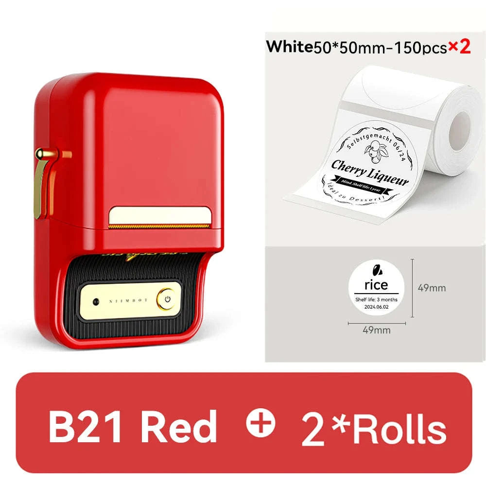 NiiMbot B21 Mini Thermal Printer Wireless Label Maker-Pink-50Round-2Rolls / China Mainland