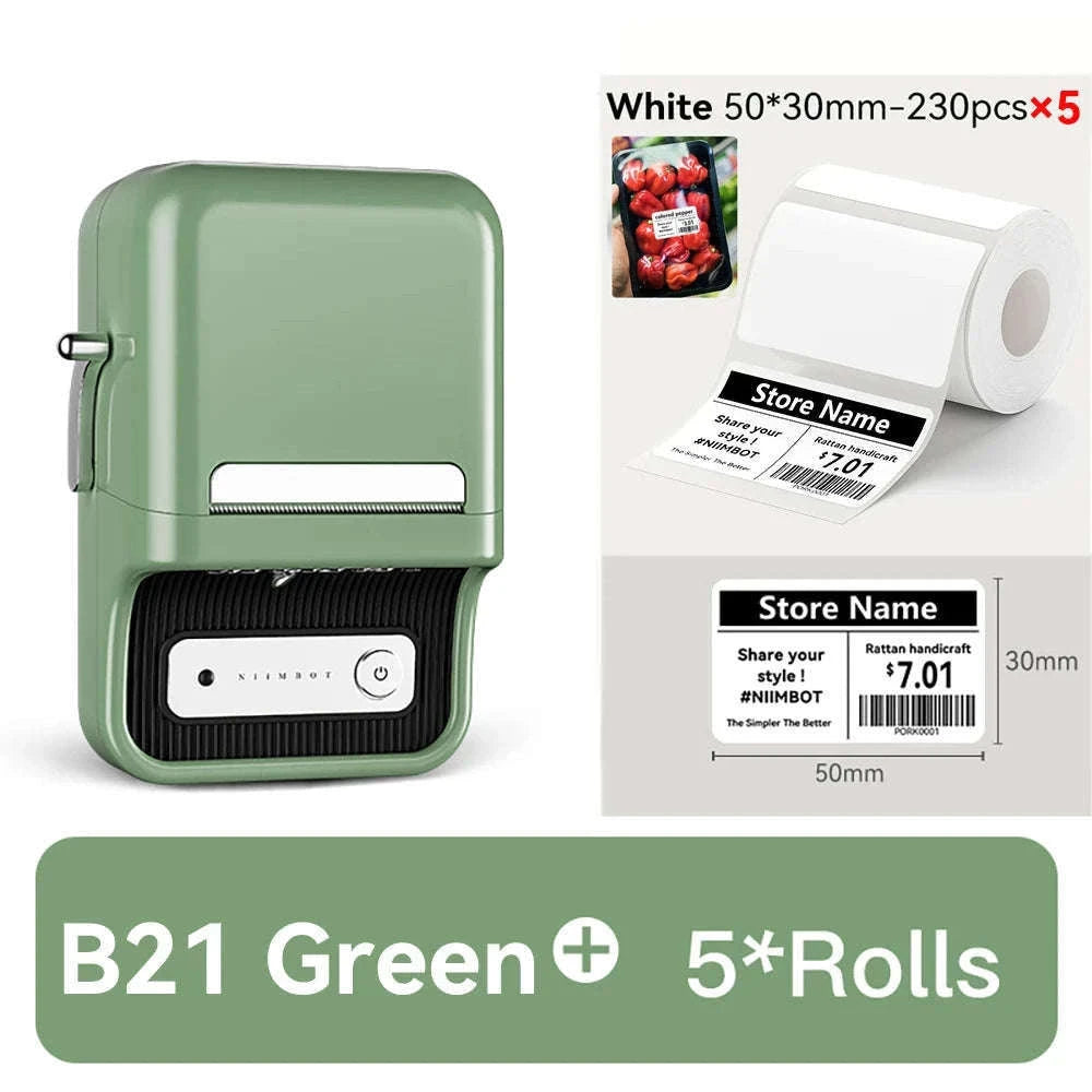 NiiMbot B21 Mini Thermal Printer Wireless Label Maker-Pink-50Round-2Rolls / China Mainland