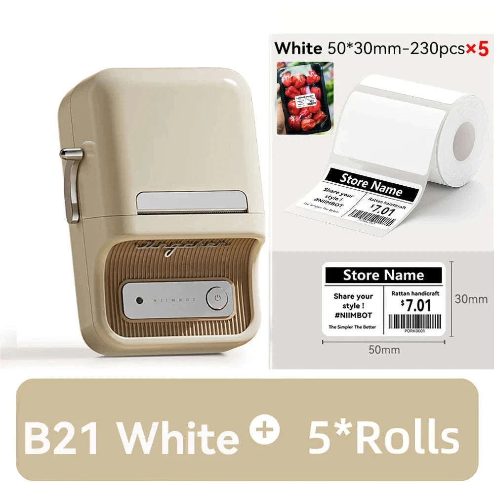 NiiMbot B21 Mini Thermal Printer Wireless Label Maker-Pink-50Round-2Rolls / China Mainland