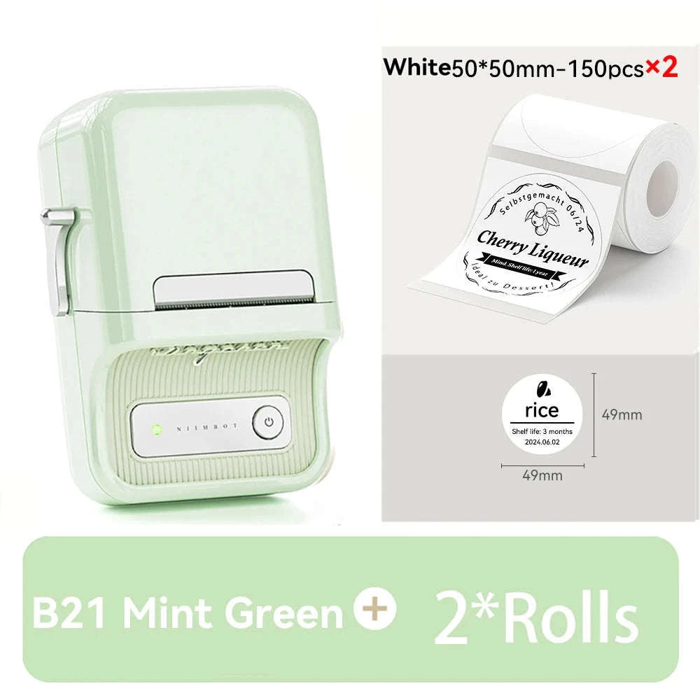 NiiMbot B21 Mini Thermal Printer Wireless Label Maker-Pink-50Round-2Rolls / China Mainland