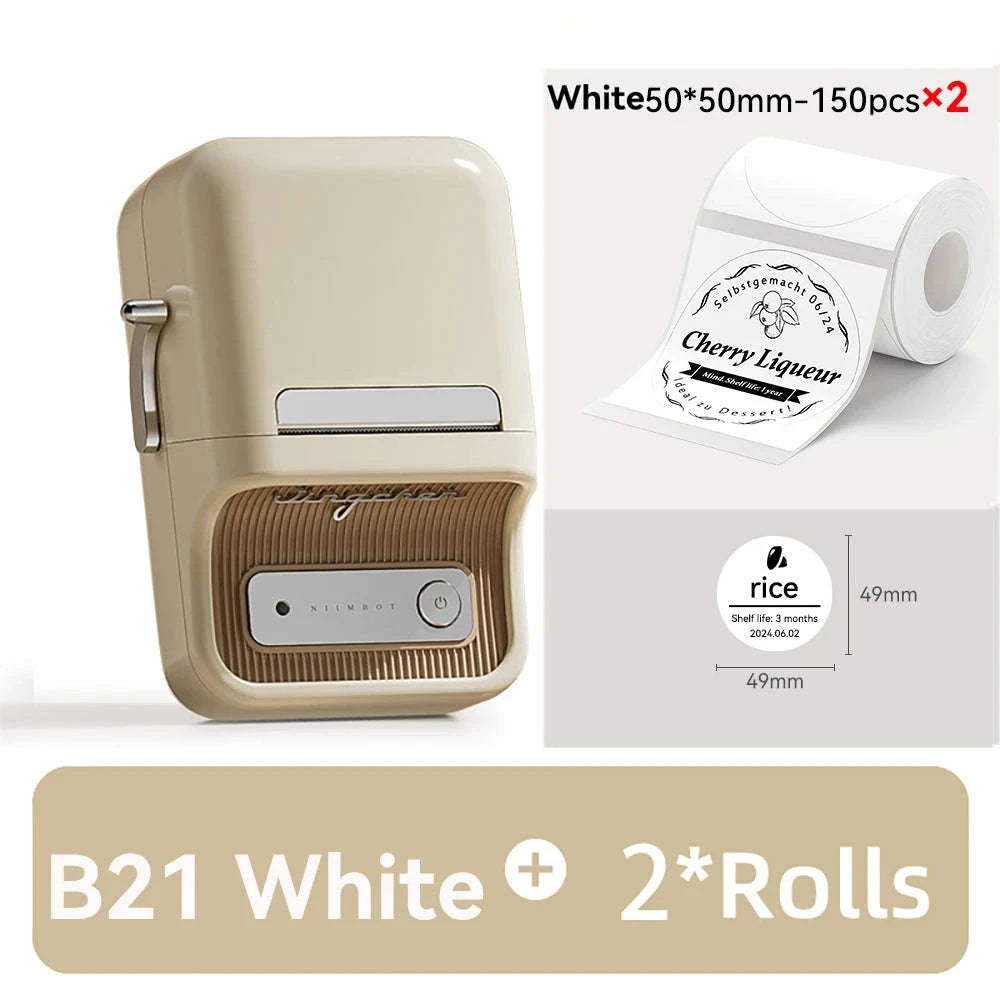 NiiMbot B21 Mini Thermal Printer Wireless Label Maker-Pink-50Round-2Rolls / China Mainland