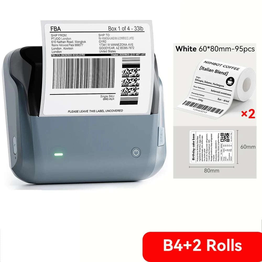 Niimbot B4 Wireless Thermal Label Printer 20–110mm Width-B4-50Round-2Rolls / China Mainland