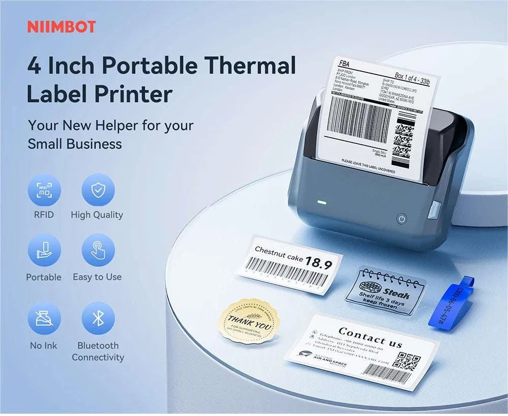 Niimbot B4 Wireless Thermal Label Printer 20–110mm Width-B4-50Round-2Rolls / China Mainland