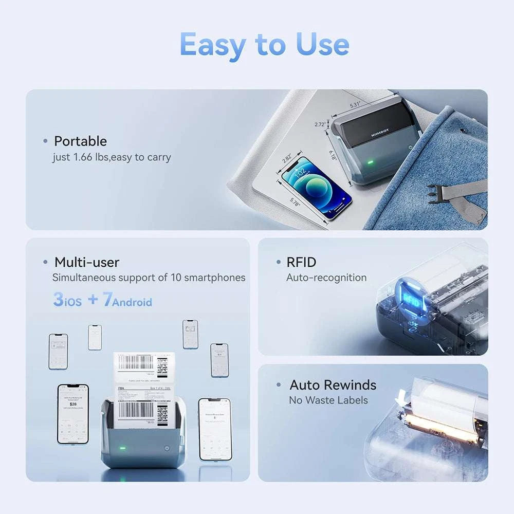 Niimbot B4 Wireless Thermal Label Printer 20–110mm Width-B4-50Round-2Rolls / China Mainland
