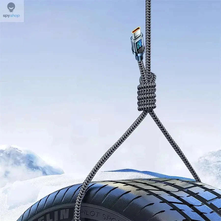 NNBILI 120W Fast Charging USB‑C Cable – LED Display, Durable Braided Design-120W USB A cable / 1m