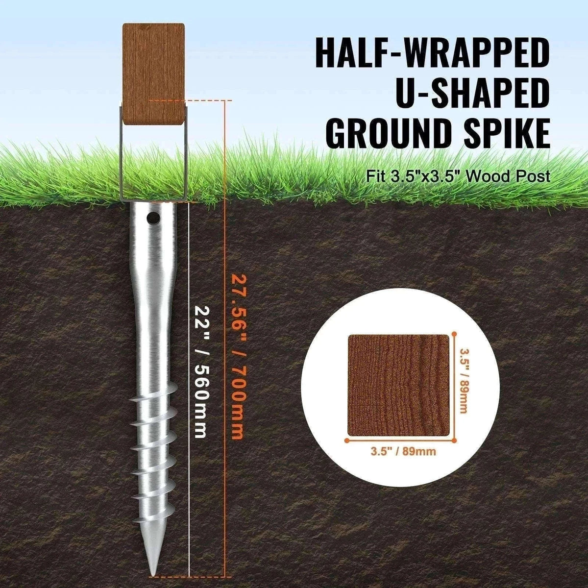No Dig Ground Anchor Post Stake with Lag Bolts and U-Shape Holder-United Kingdom / 4pcs