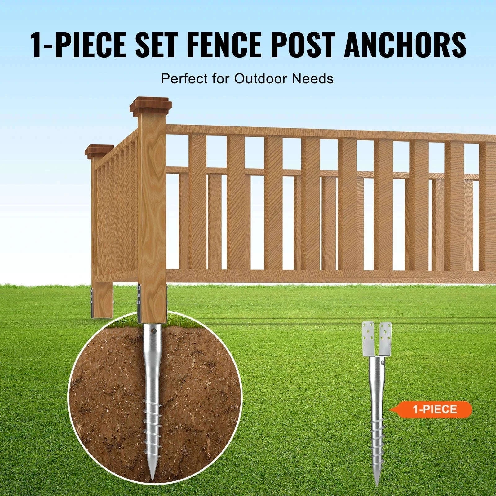 No Dig Ground Anchor Post Stake with Lag Bolts and U-Shape Holder-United Kingdom / 4pcs