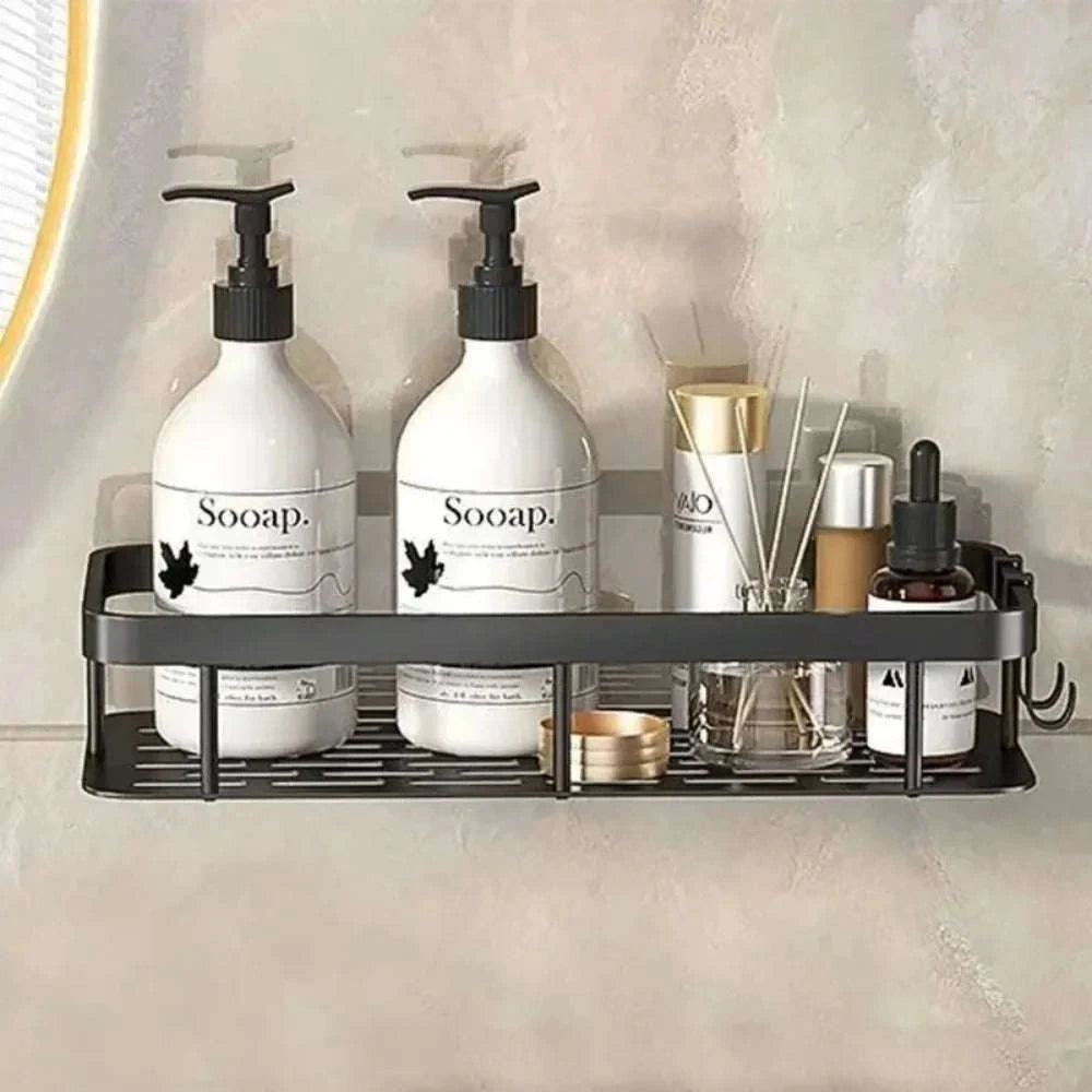 No‑Drill Bathroom Shelf Corner Organizer-A