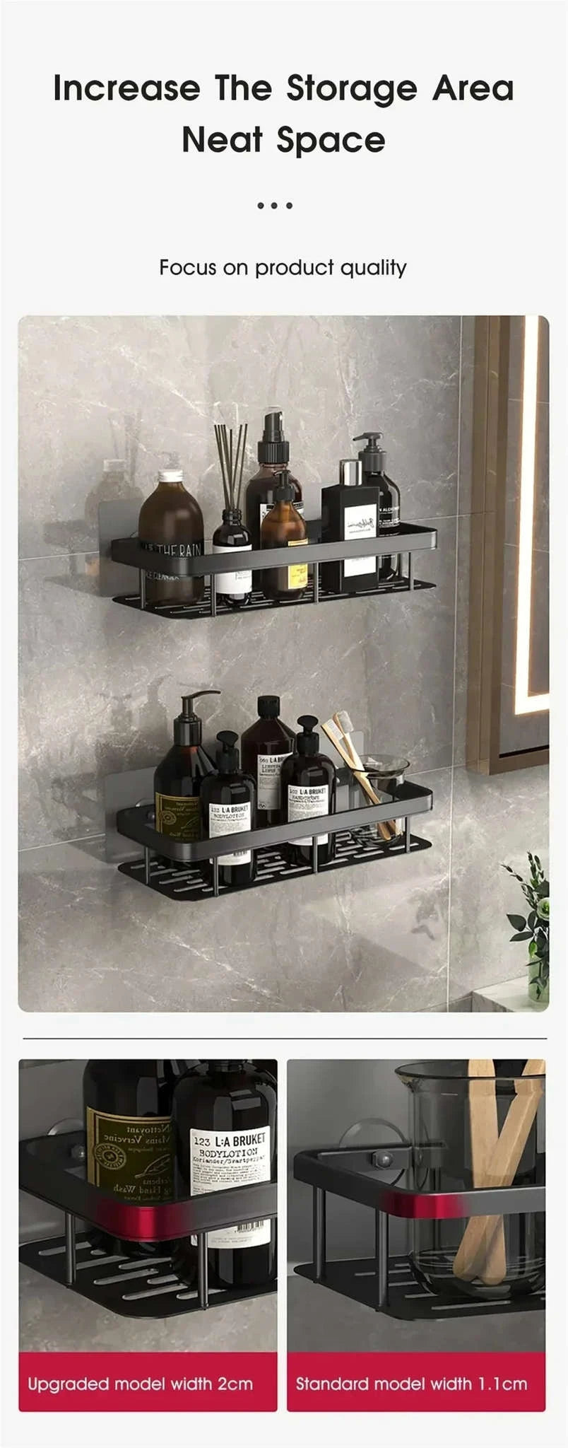No‑Drill Bathroom Shelf Corner Organizer-A