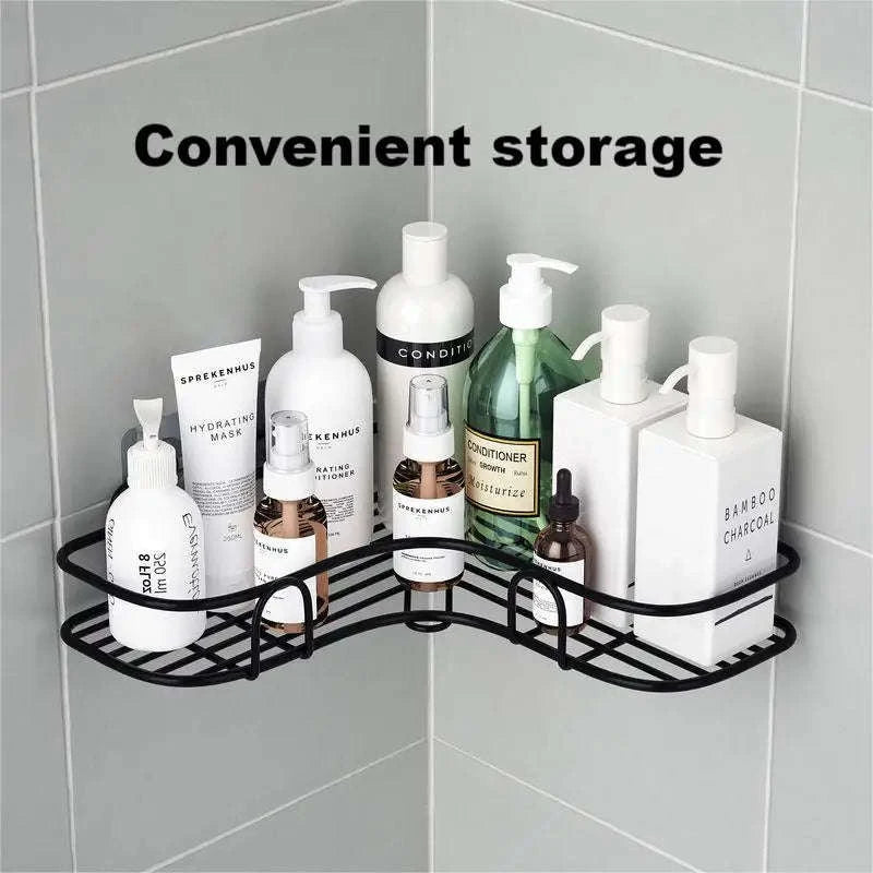 No-Drill Corner Shower Shelf-1PCS Black / Rectangles