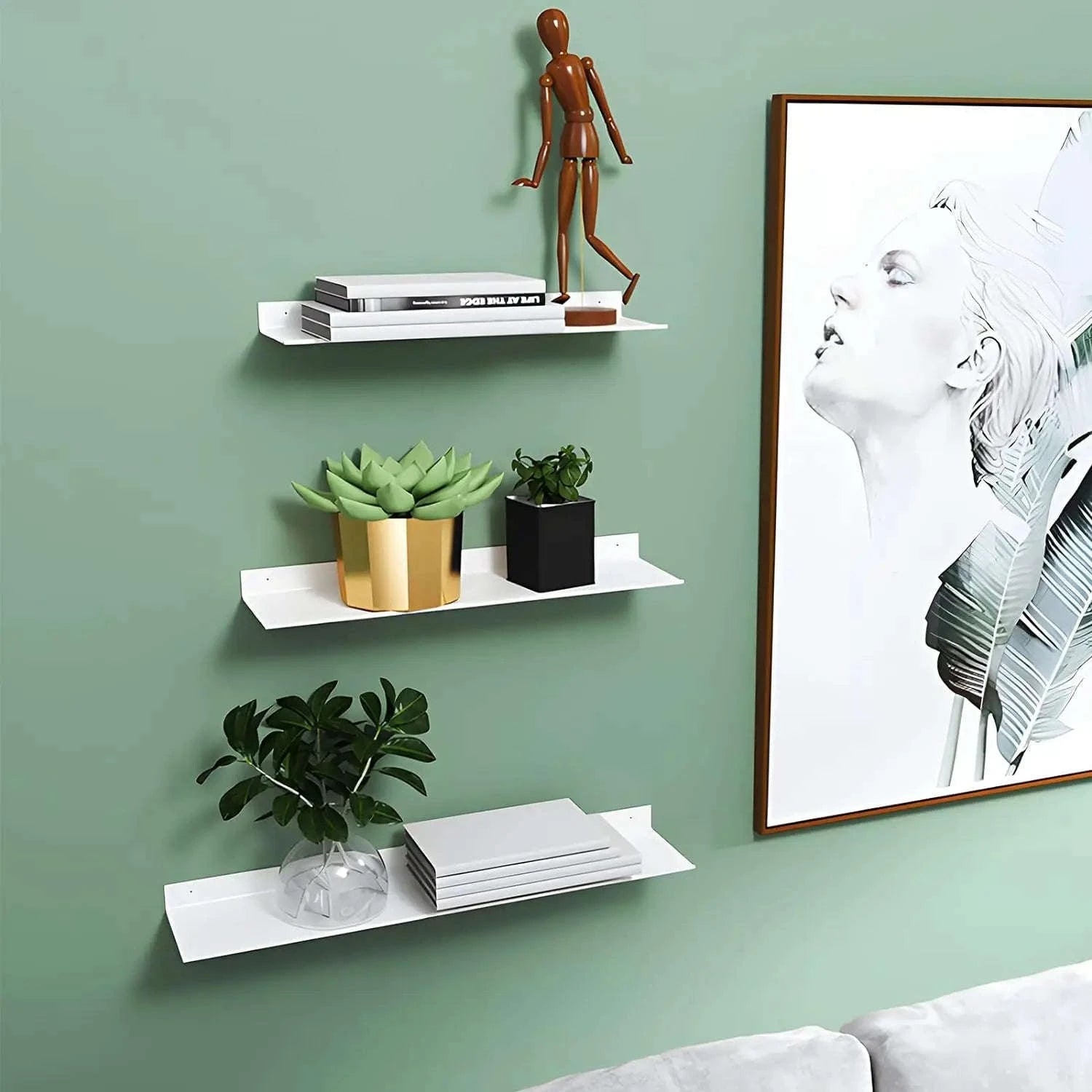 No-Drill Floating Bathroom Shelves-30cm Black