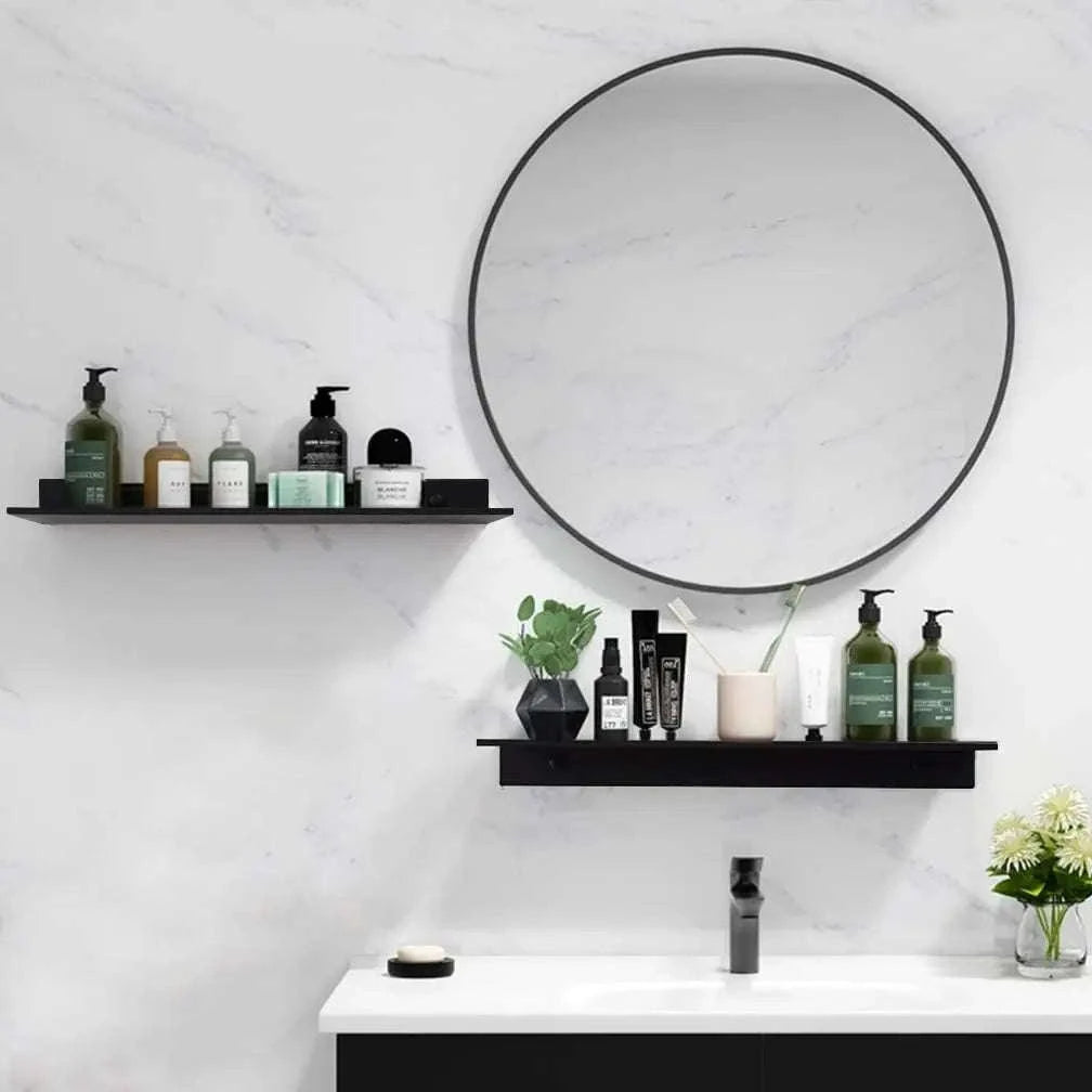 No-Drill Floating Bathroom Shelves-30cm Black