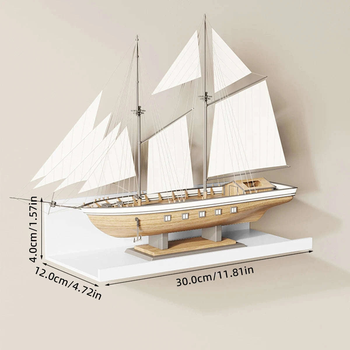 No-Drill Floating Bathroom Shelves-30cm Black