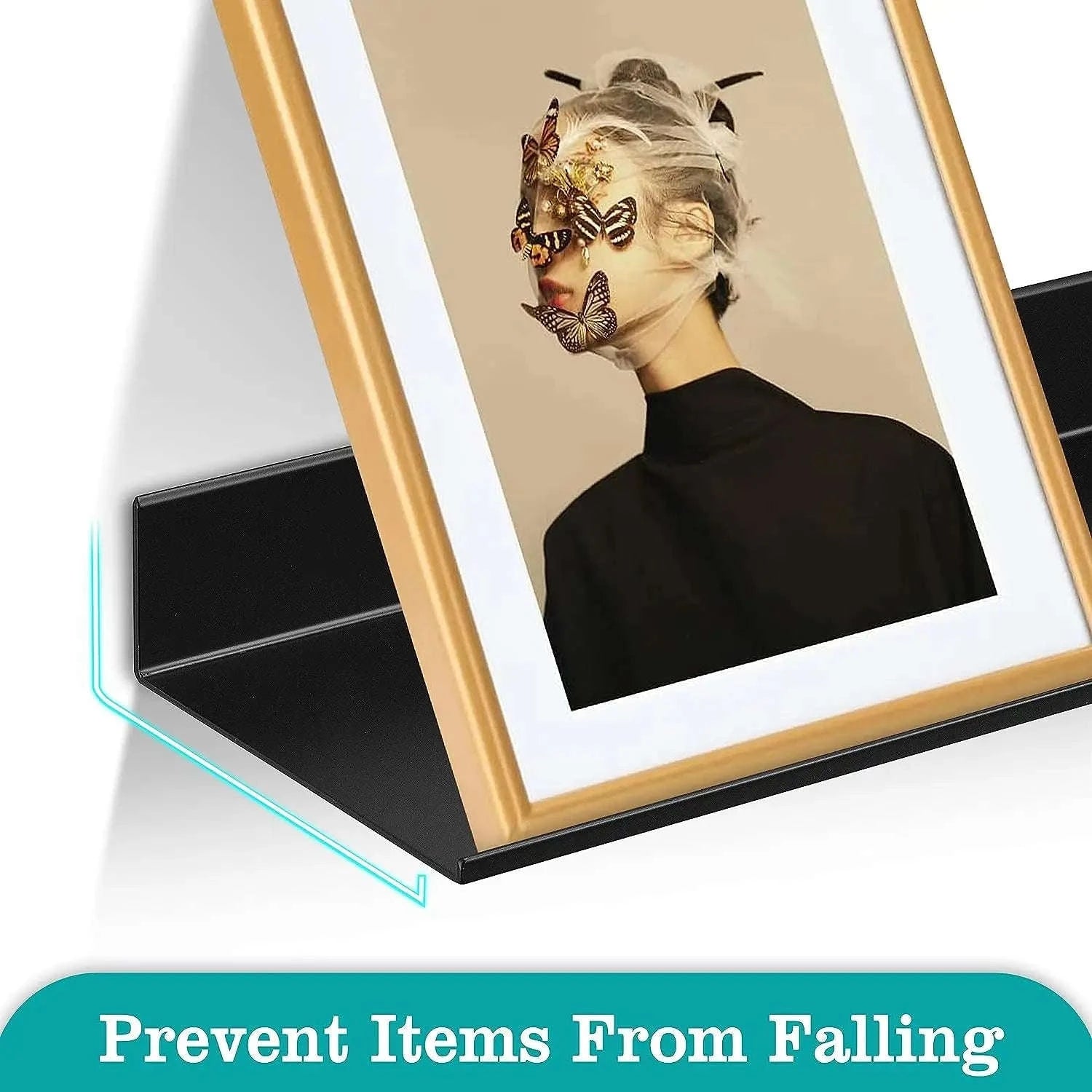 No-Drill Floating Bathroom Shelves-30cm Black