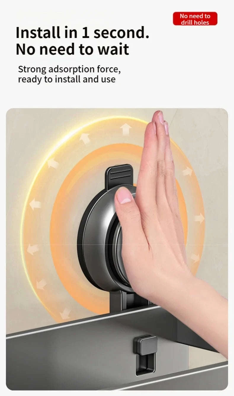 No-Drill Suction Cup Bathroom Rack-grey layer 60cm / China Mainland