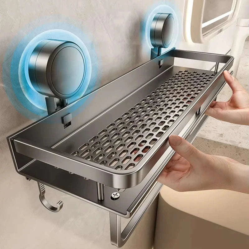 No-Drill Suction Cup Bathroom Rack-grey layer 60cm / China Mainland