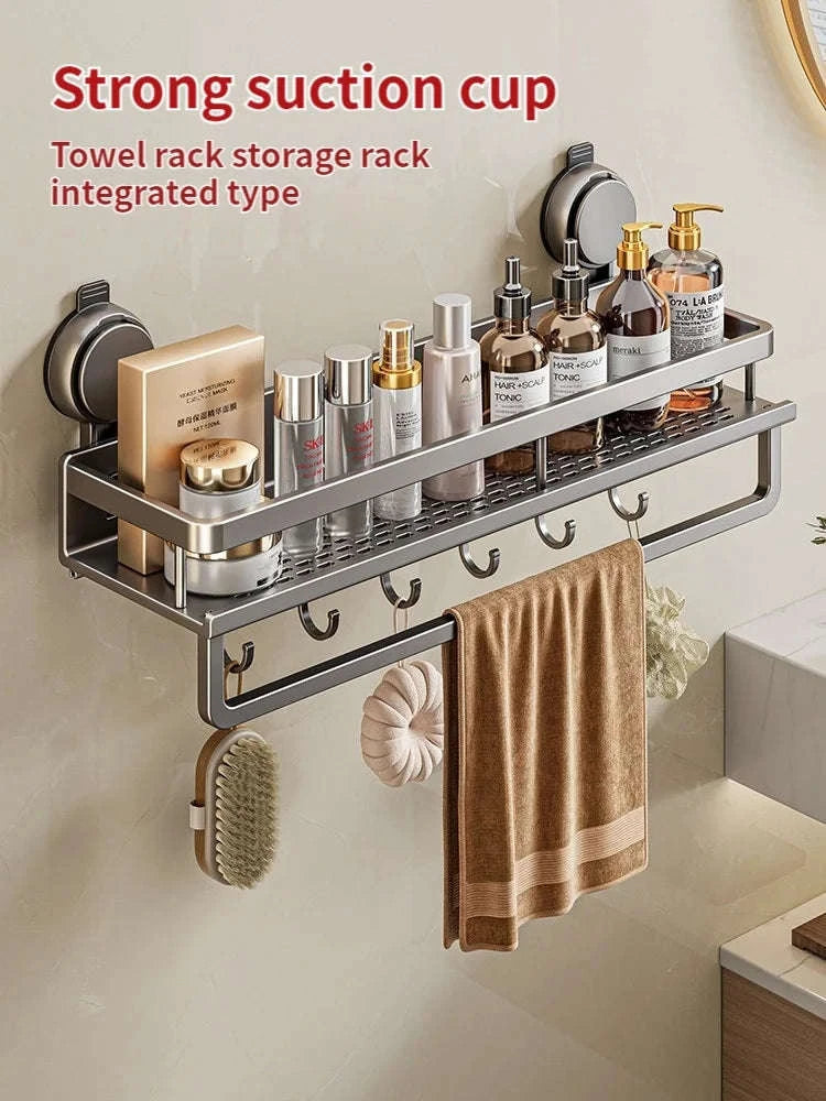 No-Drill Suction Cup Bathroom Rack-grey layer 60cm / China Mainland