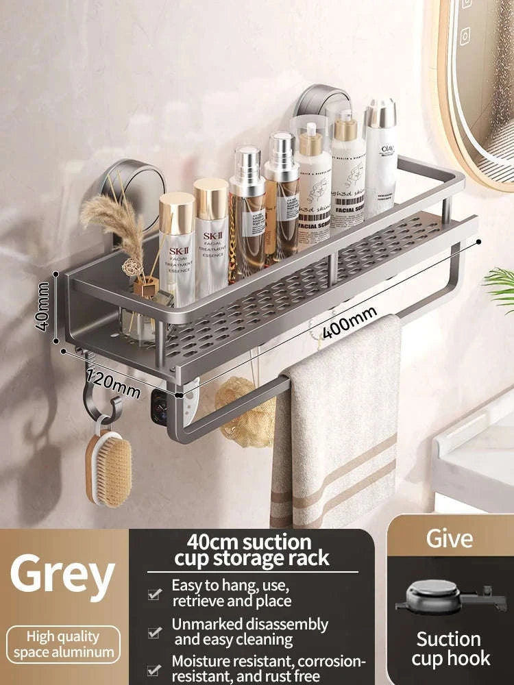 No-Drill Suction Cup Bathroom Rack-grey layer 60cm / China Mainland