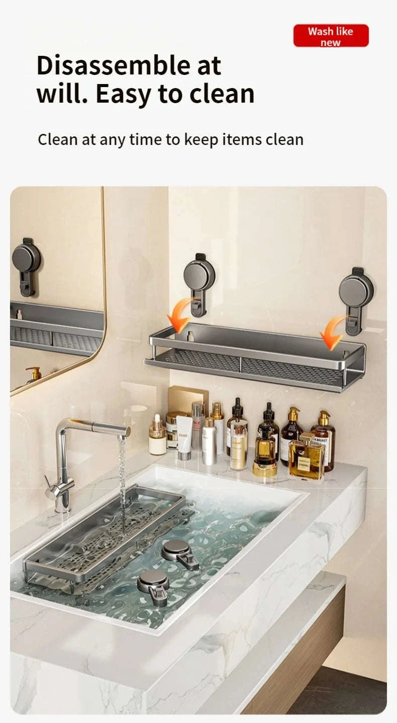 No-Drill Suction Cup Bathroom Rack-grey layer 60cm / China Mainland