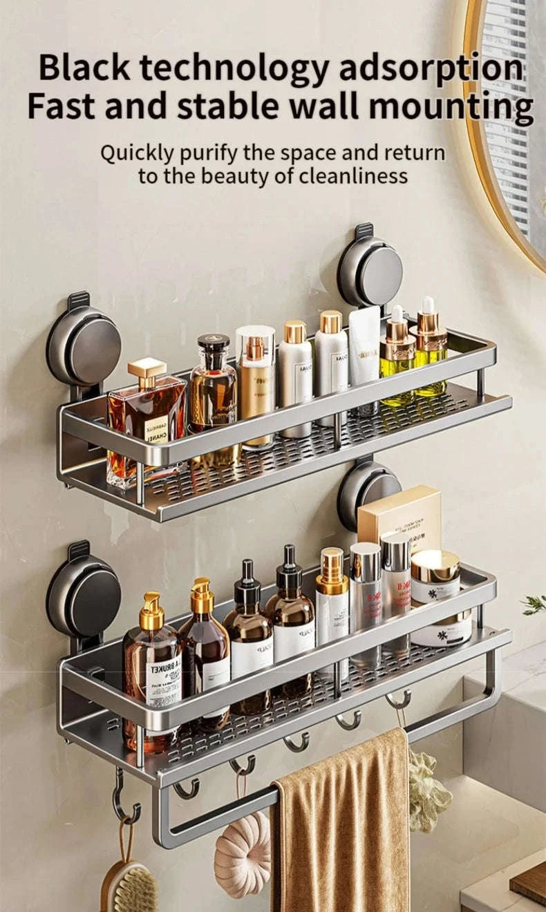 No-Drill Suction Cup Bathroom Rack-grey layer 60cm / China Mainland