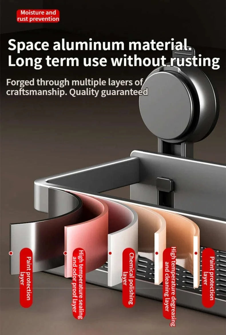 No-Drill Suction Cup Bathroom Rack-grey layer 60cm / China Mainland