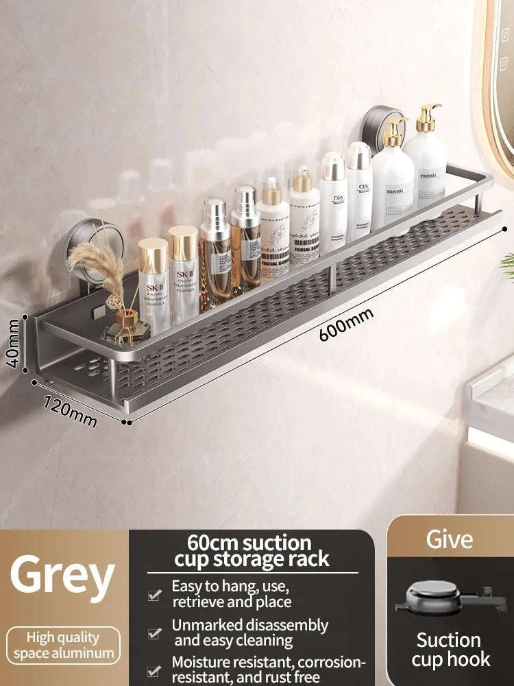 No-Drill Suction Cup Bathroom Rack-grey layer 60cm / China Mainland